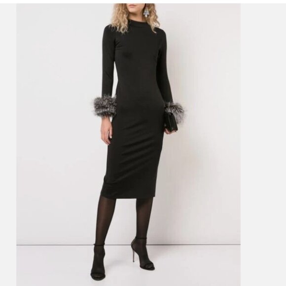 Alice + Olivia Delora Fur Cuff Midi Dress❣️ - Picture 3 of 9